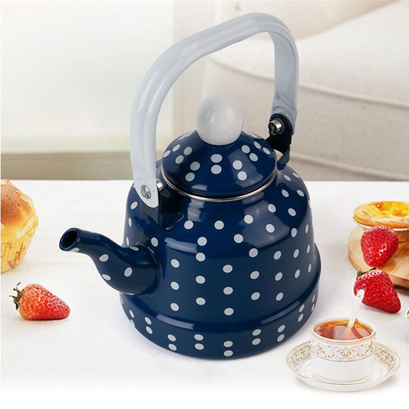 bouilloire emaillee rouge blanc bleue 11l