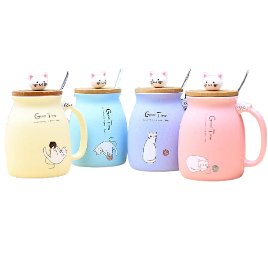 mug chat avec couvercle 450ml