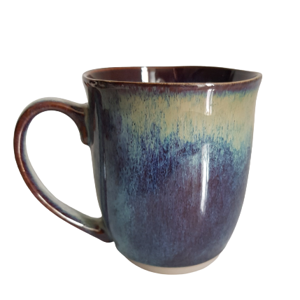 mug en ceramique emaille bleu 400 500ml