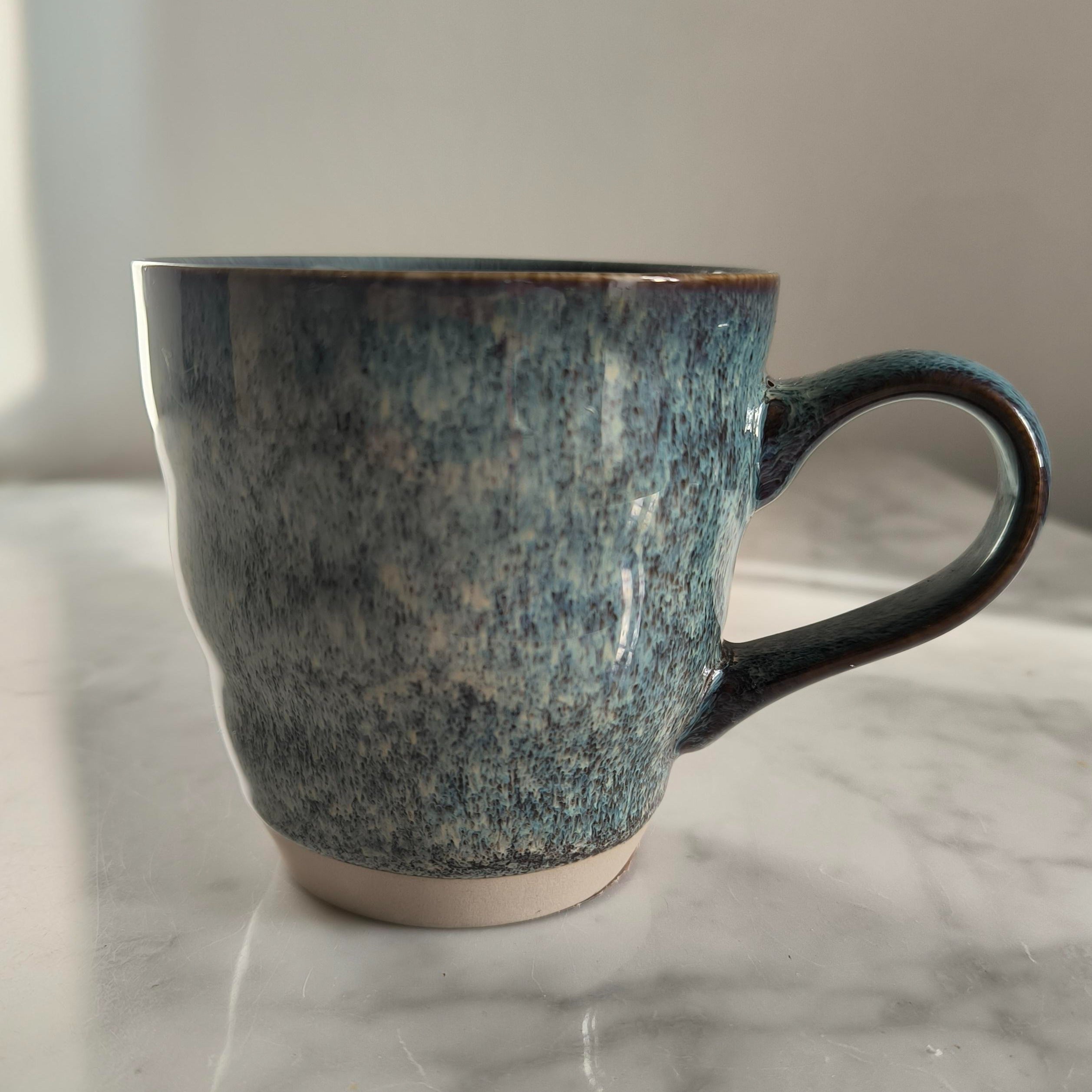 mug en ceramique emaille bleu 400 500ml