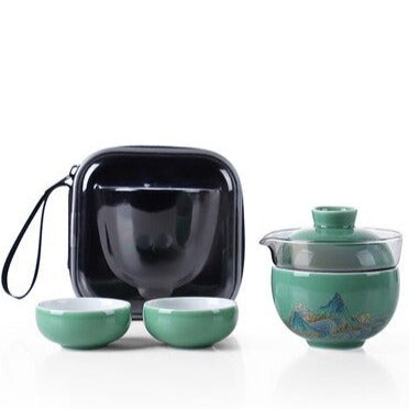 petit service a the de voyage verre et porcelaine 130ml 2