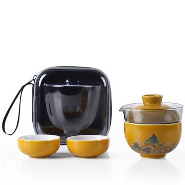 petit service a the de voyage verre et porcelaine 130ml 3