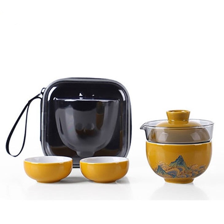 petit service a the de voyage verre et porcelaine 130ml 4