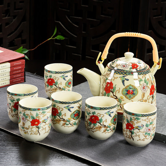 service a the en porcelaine de chine 6 tasses 900ml 12
