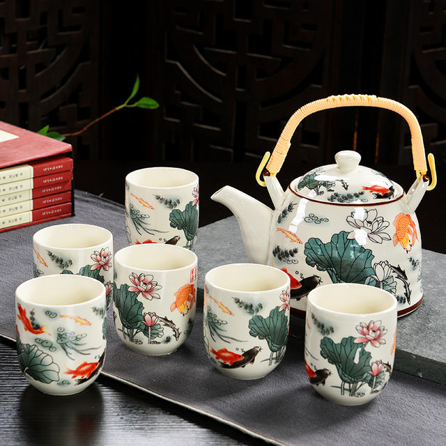 service a the en porcelaine de chine 6 tasses 900ml 15