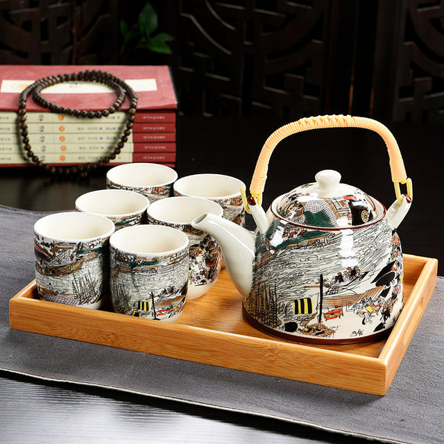 service a the en porcelaine de chine 6 tasses 900ml 6