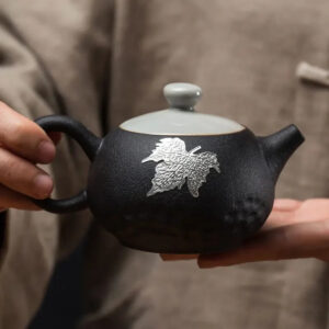 theiere en ceramique noire et blanche 160ml 2
