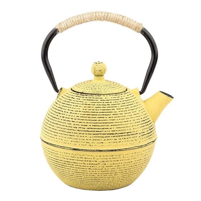 theiere en fonte jaune ronde 680ml