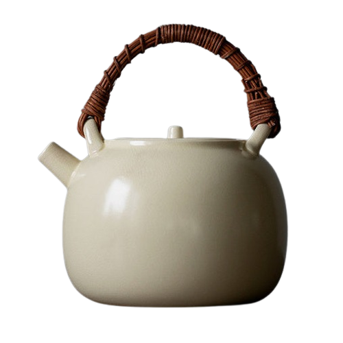 theiere en porcelaine anse en rotin 039 1l