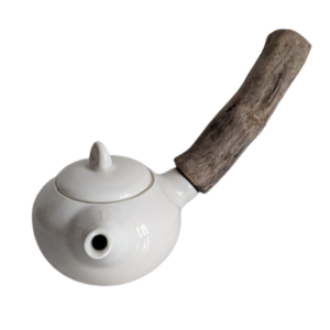 theiere en porcelaine blanche anse bois 140ml