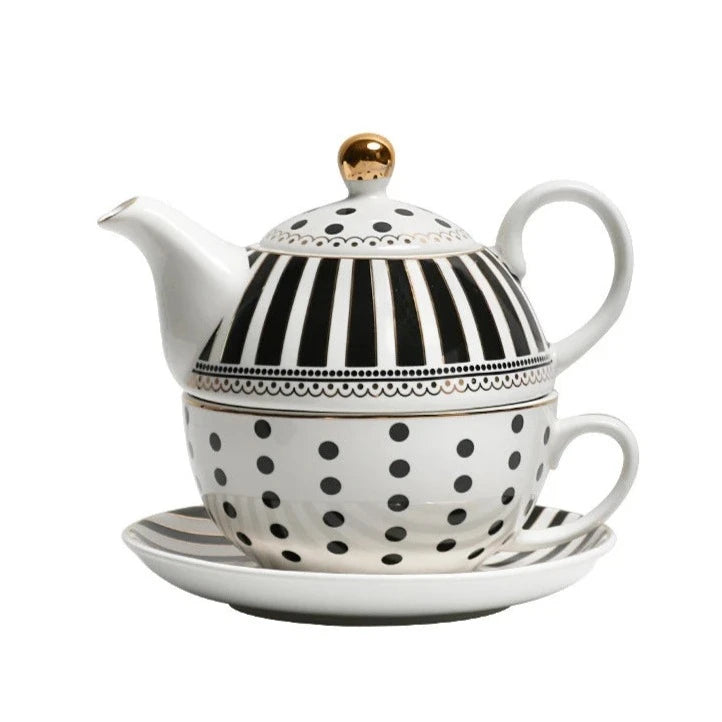 theiere en porcelaine blanche et noire tea for one 450ml 4