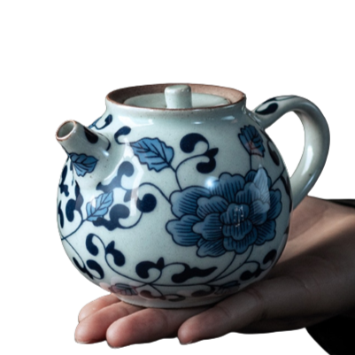 theiere en porcelaine bleue et blanche 140ml