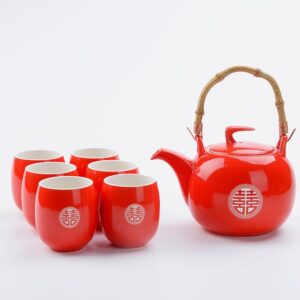 theiere en porcelaine rouge 880ml 3