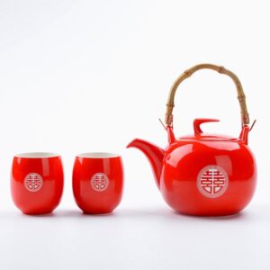 theiere en porcelaine rouge 880ml 4