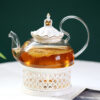 theiere en verre et porcelaine avec rechaud 600ml