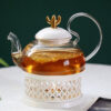 theiere en verre et porcelaine avec rechaud 600ml 3