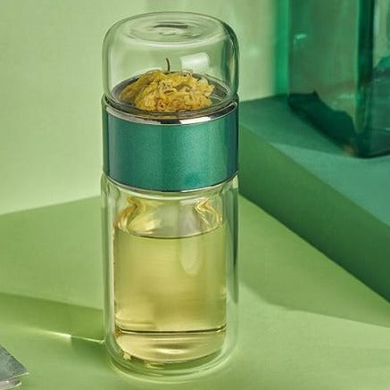theiere en verre infuseur a the portable 280ml 2
