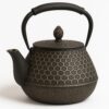 Théière En Fonte Émaillée Motif Nid D'abeille Noire