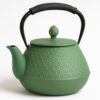 Théière En Fonte Émaillée Motif Nid D'abeille Vert