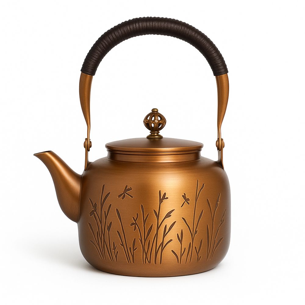 Théière en Cuivre Rouge – Motif Champêtre – 1,5L Collection RDT Héritage