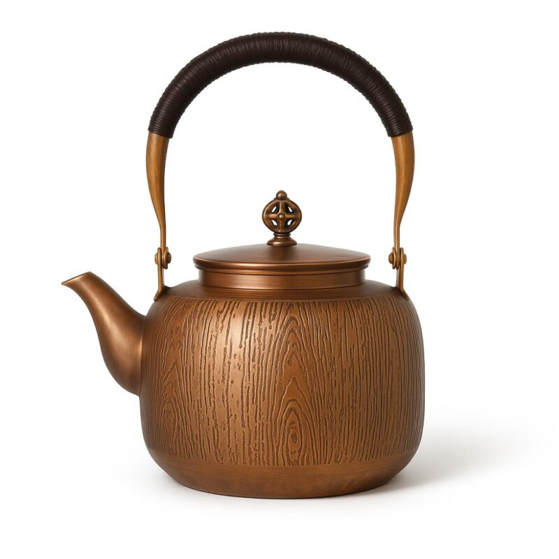 Théière En Cuivre Rouge – Motif Imitation Bois – 1,5L Collection RDT Héritage Théière en Cuivre Rouge – Motif Imitation Bois – 1,5L Collection RDT Héritage
