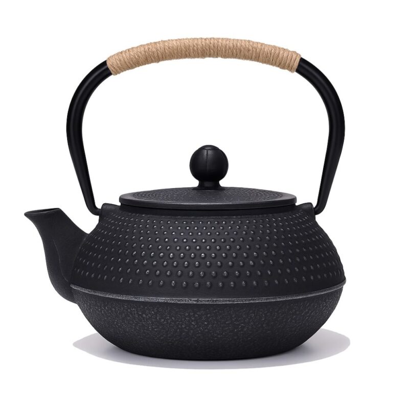 Théière en Fonte Lune Perlée – Motif Éclats Martelés