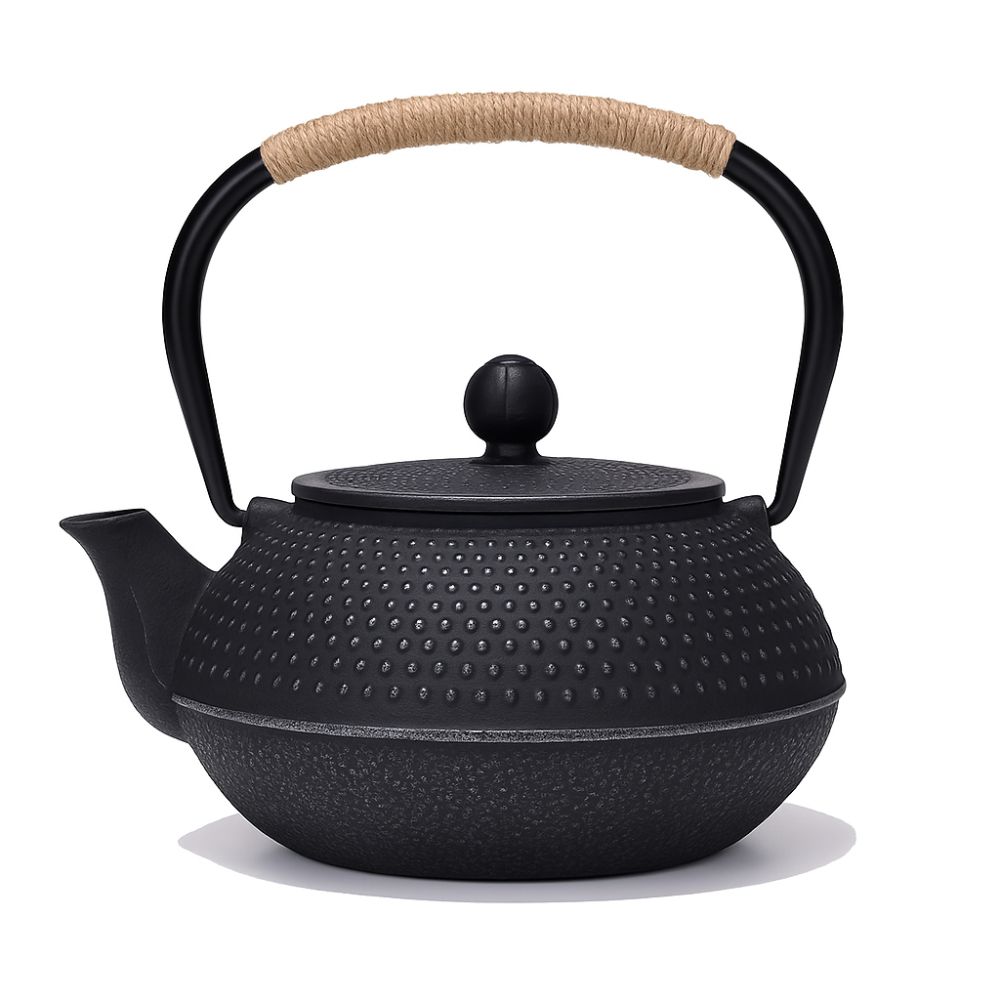 Théière en Fonte Lune Perlée – Motif Éclats Martelés