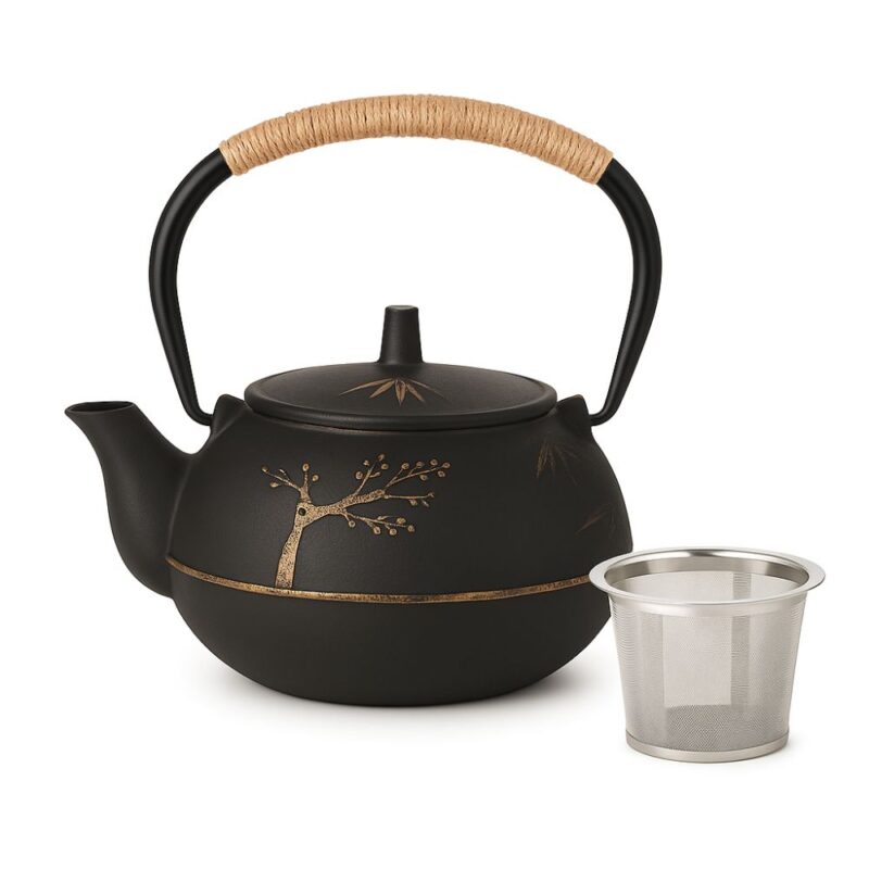 Théière en Fonte Sakura Nature – Motif Arbre et Fleur