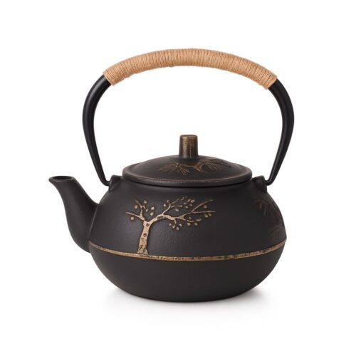Théière En Fonte Sakura Nature – Motif Arbre Et Fleur Théière en Fonte Sakura Nature – Motif Arbre et Fleur