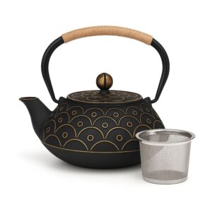 Théière En Fonte Vague Impériale Avec Filtre – Motif Seigaiha Doré Théière en Fonte Vague Impériale – Motif Seigaiha Doré