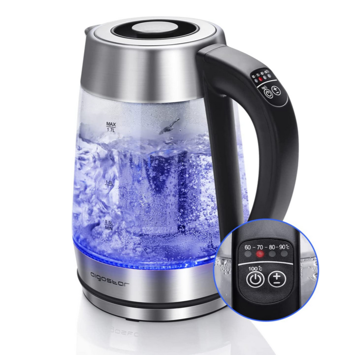 bouilloire electrique a temperature reglable verre 17l