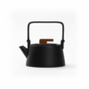 Théière en Céramique Bouilloire Scandinave 800ml noire avec anse et couvercle en bois, design épuré.
