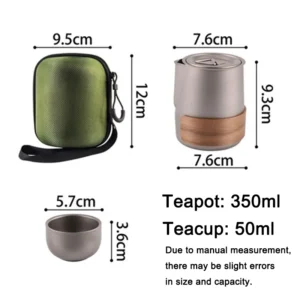 S65aacfb080d2461e96a9632e2bdf4553b.webp Set Théière Voyage Inox Titane - Théière Portable, Infuseur et Tasses Double Paroi - Kit Thé Camping