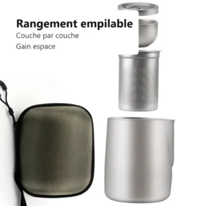 a11aef02-96d4-4662-b050-c633faf9a07b.webp Set Théière Voyage Inox Titane - Théière Portable, Infuseur et Tasses Double Paroi - Kit Thé Camping
