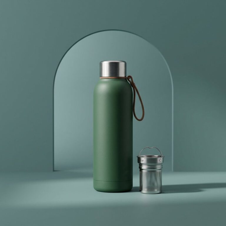 Thermos à thé isotherme vert avec infuseur inox