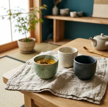 Tasses à thé en céramique aux émaux naturels