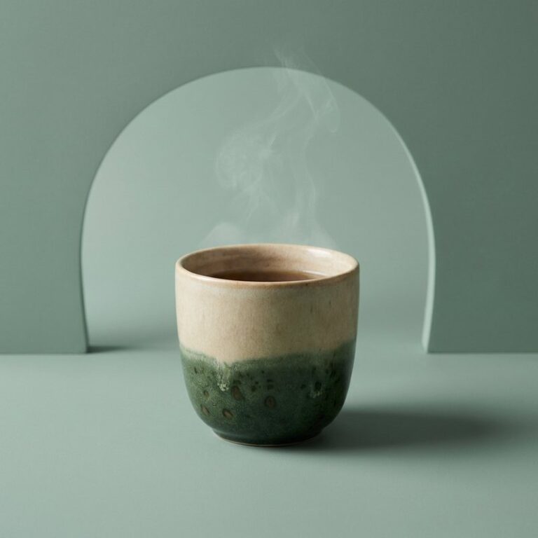 Tasse à thé en grès émaillé avec thé chaud